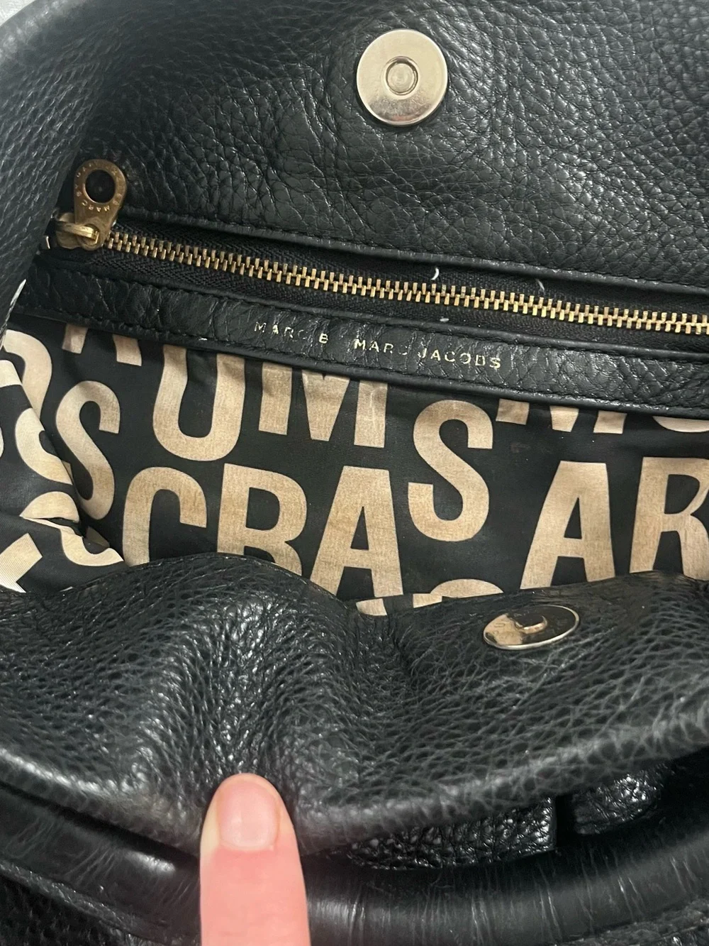 Marc by Marc Jacobs Black Pebbled Leather Hobo with Gold Hardware